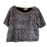 Search For Sanity Fuzzy Sequin Short Sleeve Sweater Top Medium Photo 4