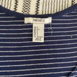 Forever 21  Striped Henley Snap Shirt‎ Small Navy Blue Crew Neck Layering Tee Y2K Photo 1
