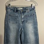 Oat New York High Rise Square Pocket Wide Leg Raw Hem Denim Jeans Blue Size 29 Photo 3