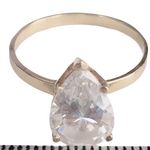 14K 14KT Yellow Gold PEAR SHAPED CZ Cubic Zirconia Engagement Gift Ring Sz 7.5 Photo 1
