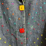 VTG Rachael Brooke Colorful Embroidered Polka Dot Denim Jacket XL Blue Photo 1