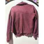Evereve Burgundy Distressed Button Front Shacket Oversized Cotton Size M Photo 7