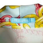 J. McLaughlin Panama Women's Dress S Blue Yellow Chain Print Wrap 3/4 Sleeve Photo 2