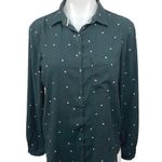 ZARA  Black Polka Dot Button Up Collar Long Sleeve Cutout Back Shirt Blouse Top S Photo 0