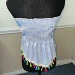 SheIn Striped Shirred Frilled Tassel Hem Tub Top Photo 2