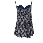 Vintage 1980s Strapless Floral Gold Foil Burnout Mini Dress 6 Prom Event Party Blue Photo 4