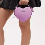 Coach Heart Crossbody Bag in Metalic Crossgrain Leather Lilac CP020 Photo 5