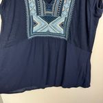 Lucky Brand NWT  Embroidered Top Blouse Sz XL Blue Western Aztec Flowy Tank Photo 10