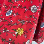 Skies Are Blue  Vibrant Red Floral Chiffon Lace Detail 3/4 Sleeve Shift Dress‎ M Photo 11