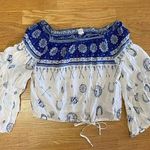 Surf Gypsy  Off Shoulder Western Festival Crop Bell Sleeve Top Photo 0