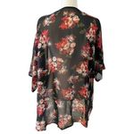 Floral Sheer Black Floral Lightweight Short Sleeve Cardigan Women’s Size Medium Photo 1