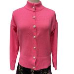 Vintage Women's Mock Neck Pearl Button Cardigan Sweater Pink Size M Classic Size M Photo 1
