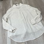 Eileen Fisher  Shirt organic cotton striped button up womens White xlarge natural Photo 3