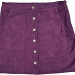 HYFVE Women's A-Line Purple Suede Button-Front Mini Skirt Size S Photo 0