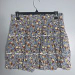Indigo Rising Slate Blue Floral Print Ruffle Tier Elastic Waist Mini Skirt L Size undefined Photo 1