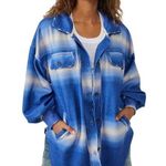 Free People  Ruby Ombre Stripe Shirt Jacket Blue Large New Photo 0