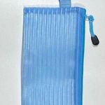 Mesh Light Blue Zip Pouch Bag With Colorful Stripes Photo 0