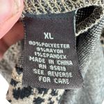 Fever Y2K Leopard Print Long Line Cardigan Duster Ruffled Collar Pockets Size XL Tan Photo 6