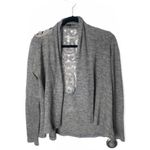 Forever 21 SZ S grey open front cardigan with crochet back Photo 1