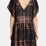 Free People  Black Orange Plaid Mini Dress Oversized Baby Doll Photo 1