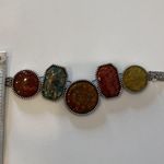 Chico's Chico’s Multicolored Speckled Stones Metal Necklace Three Chains Lobster Clasp Photo 7