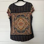 Lucky Brand  Women’s XL Navy Patterned Short Sleeve Top Photo 4