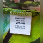 cha cha vente Green Multi-Colored Split Neck 3/4 Sleeve Hi Low Tunic Blouse M Photo 12