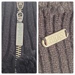 Guess  Jean’s GLAMOUR Black Faux Fur Sweater Knit Zip Up Jacket Size M Photo 8