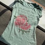 One World Romantic French Floral Graphic Tee Puff Sleeve Rhinestone Sz S Y2K Photo 3