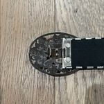 Vintage Silver Stretch Belt Metal Silver Rhinestone Flower Belt Buckle Size M/L Photo 9