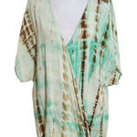 Chic Soul  Green and Brown Tie-Dye Boho Blouse Size 2XL Green Tie-Dye Blouse Photo 0