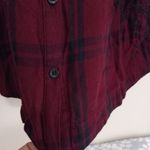a.n.a . XXL Plaid Flannel Embroidered Shirt Dress in Black Maroon Plus Photo 9