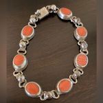 Vintage 925 Silver | Pink Coral Bracelet | Mexico Photo 1