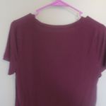 PINK - Victoria's Secret  super soft v-neck short sleeve top with pink on front flowy in burgundy purple and white size small. Photo 6