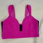 EXPRESS  Hot Pink Ribbed Zip Up Crop Top Women’s Size Large Photo 0