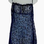 Victoria's Secret Vtg Victoria’s Secret Sheer Velvet Babydoll Slip Dress Sz Medium Navy Blue Black Photo 1