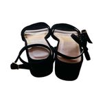 J.Crew NWT  Block Heel Multi Strap Leather Suede Black Sz 8.5 Photo 1