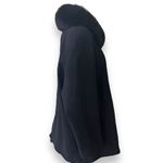 Genuine Fox Fur Collar Trench Coat Jacket Size 12 100% Wool Black Finland​​​​​ Photo 4