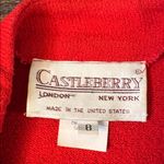 Vintage Castleberry Knit 2pc Skirt Suit Set Red Blue Trim Brass Buttons Size 8 Photo 6