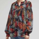 Anthropologie Akemi + Kin Balloon Sleeve Floral Chiffon Smocked Top Size S Photo 1