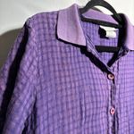 VTG Marc Ware Purple Gingham Check Plaid Linen Bld Short Sleeve Button Up Top S Photo 4