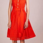 J.Crew  Orange All Over Eyelet Knee Length Summer Dress Size 6 Photo 0