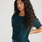 Universal Standard  Tee Rex Peruvian Pima Cotton T Shirt in Deep Sea Green Size X Photo 1