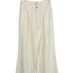 Halston Heritage Halston Women's Cream Linen Wide Leg Pleated High Rise Trousers Pant Size US 8 Photo 0