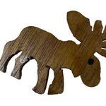 Moose Deer Vintage Wood Cutout Pin Brooch Animal Likeness Photo 0