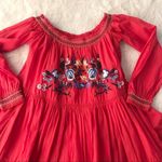 Free People Sunbeams Mini Dress Off the Shoulder Smocked Embroidered Red XS New Photo 2