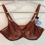 NWT Curvy Couture Sheer Mesh Full Coverage Unlined Underwire Bra Brown 36H Size undefined Photo 0