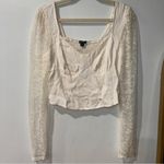 Wild Fable Ivory Lace Bustier Top Long Sleeve Smocked Back, Size M Coquette Photo 1