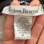 Susan Bristol linen blend floral yellow brown A-line lined midi skirt, size M Photo 1