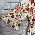 Torrid Womens Peplum Faux Wrap Blouse Size 1 White Floral Tie Belt Boho Pink Photo 2